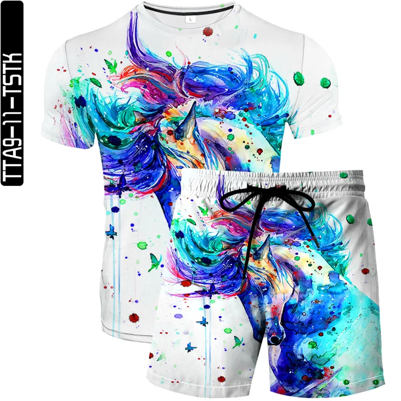 2021 summer new men's and women's same style 3D printed beach pants fashion boutique T-shirt two-piece unicorn element pattern
2021 summer new men's and women's same style 3D printed beach pants fashion boutique T-shirt two-piece unicorn element pattern