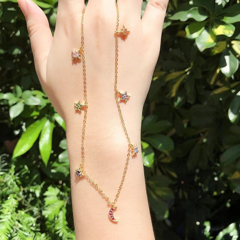 New Gold Color Copper Multicolor Moon Star AAA Cubic Zirconia Simple Pendant Necklaces Women's Fashion Jewelry Cobre CZ Colar
New Gold Color Copper Multicolor Moon Star AAA Cubic Zirconia Simple Pendant Necklaces Women's Fashion Jewelry Cobre CZ Colar