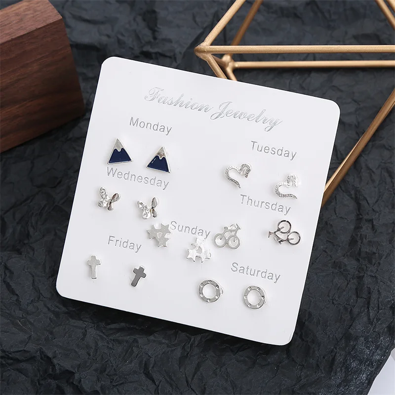 2021 New Fashion Earrings for Women Mountain Heart Stars Geometry Stud Earrings Jewelry 7 Pairs A Weed Earrings Set Wit Card
2021 New Fashion Earrings for Women Mountain Heart Stars Geometry Stud Earrings Jewelry 7 Pairs A Weed Earrings Set Wit Card