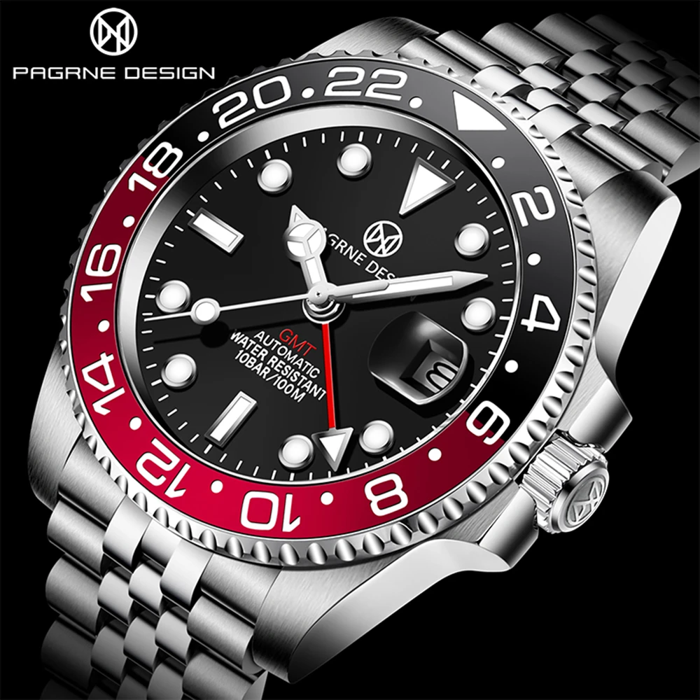 PAGRNE DESIGN Top Brand Men's Watch Sapphire Glass Stainless Steel Men's Mechanical Watch GMT100M Waterproof Automatic Watch
PAGRNE DESIGN Top Brand Men's Watch Sapphire Glass Stainless Steel Men's Mechanical Watch GMT100M Waterproof Automatic Watch