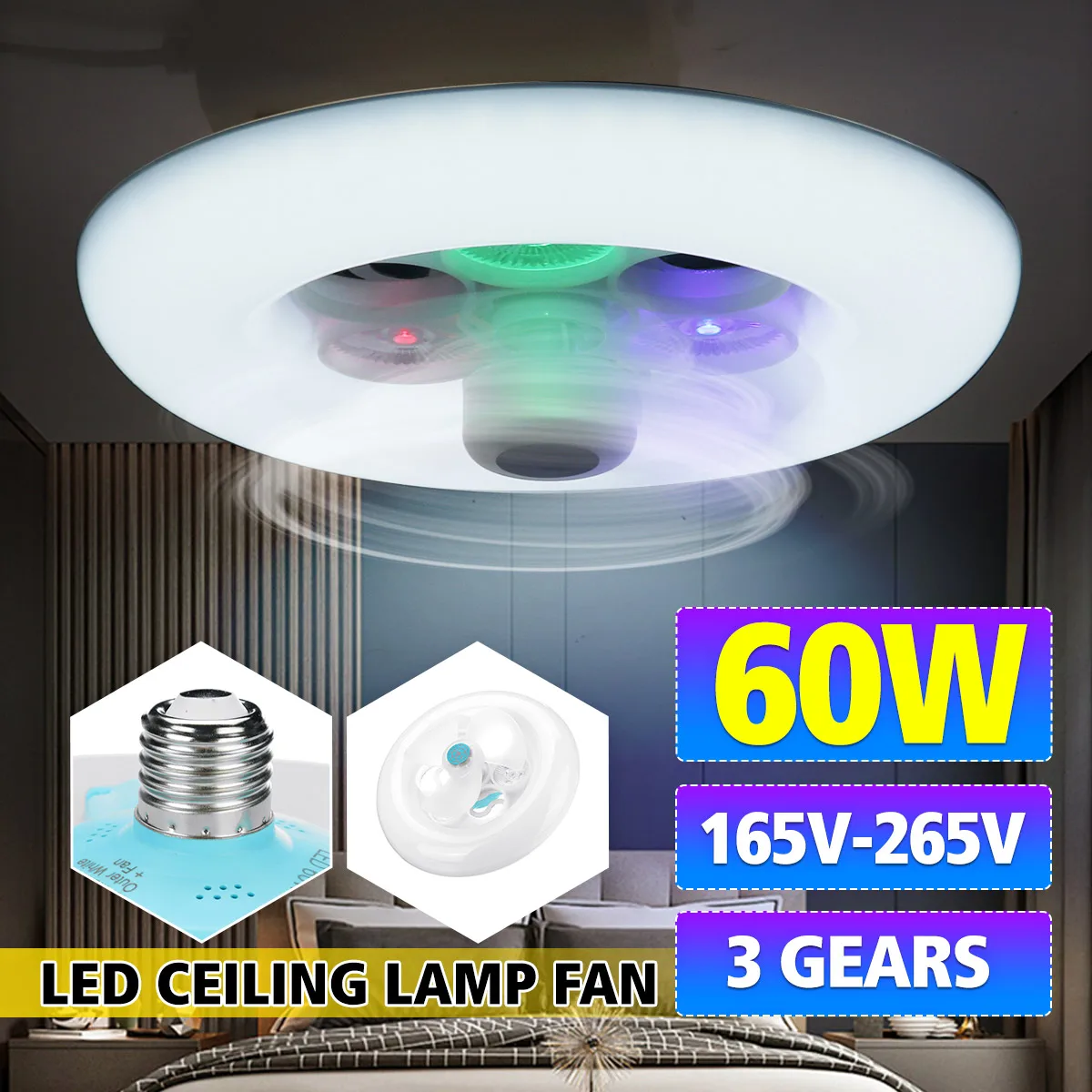 60W 56CM Dimmable Ceiling Fan with Lamp Electric Fan Bedroom Decorative Ventilator Lamp Smart Dimmable 165V-265V
60W 56CM Dimmable Ceiling Fan with Lamp Electric Fan Bedroom Decorative Ventilator Lamp Smart Dimmable 165V-265V
