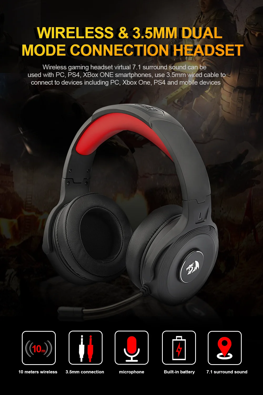 Pro H818 Gaming 2.4G wireless Headphones 7. 1 surround sound Gamer Computer Stereo headset Earphones Microphone
Pro H818 Gaming 2.4G wireless Headphones 7. 1 surround sound Gamer Computer Stereo headset Earphones Microphone
