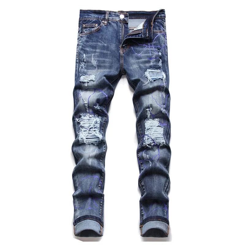 Hip Hop Blue Stretch Casual Jeans Pants Ripped Washed Streetwear Denim Trousers For Male High Street
Hip Hop Blue Stretch Casual Jeans Pants Ripped Washed Streetwear Denim Trousers For Male High Street
