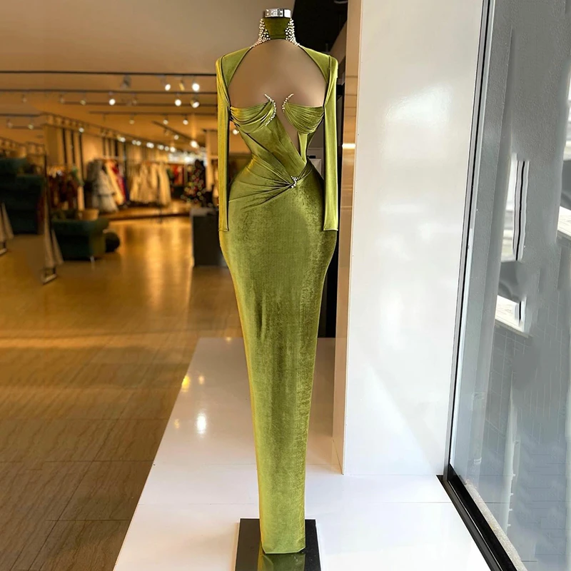 Smileven Green Velvet Mermaid Evening Dress Pleats High Neck Prom Dresses Elegant Long Sleeve Floor Length Evening Party Gowns
Smileven Green Velvet Mermaid Evening Dress Pleats High Neck Prom Dresses Elegant Long Sleeve Floor Length Evening Party Gowns
