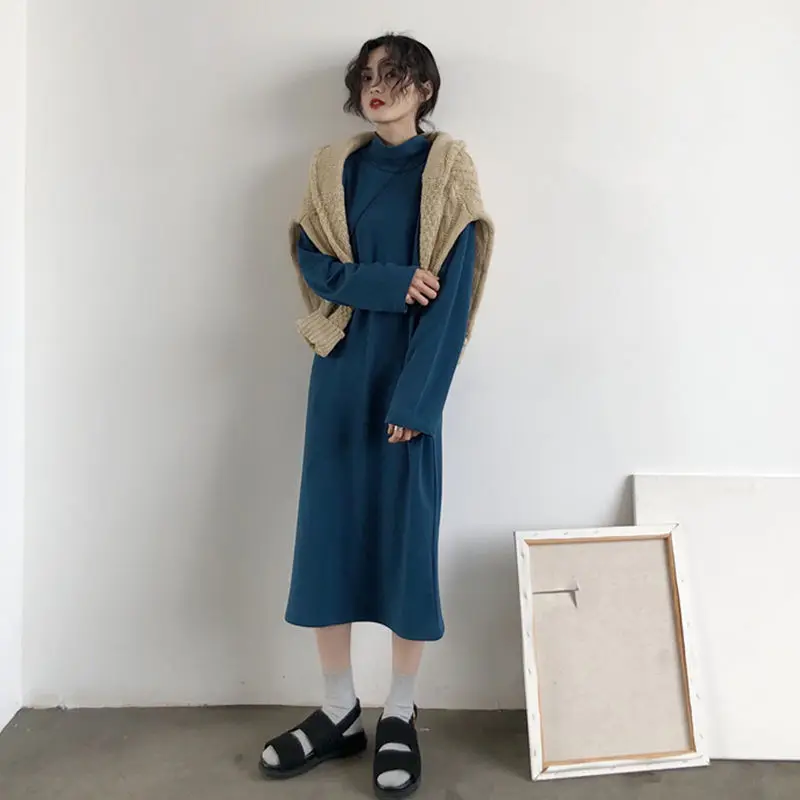 2021 Autumn And Winter New Style Fashion Mid-length Loose Casual Half-high Collar Thin Long-sleeved Solid Color Dress Women
2021 Autumn And Winter New Style Fashion Mid-length Loose Casual Half-high Collar Thin Long-sleeved Solid Color Dress Women