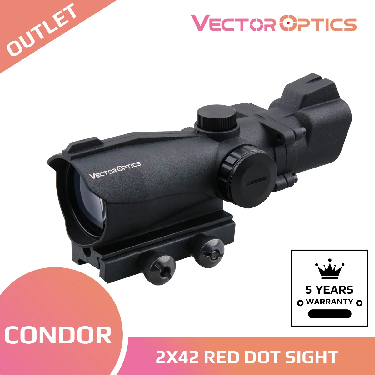 Векторный оптический прицел Condor 2x42 с зеленой/красной точкой оружия передний