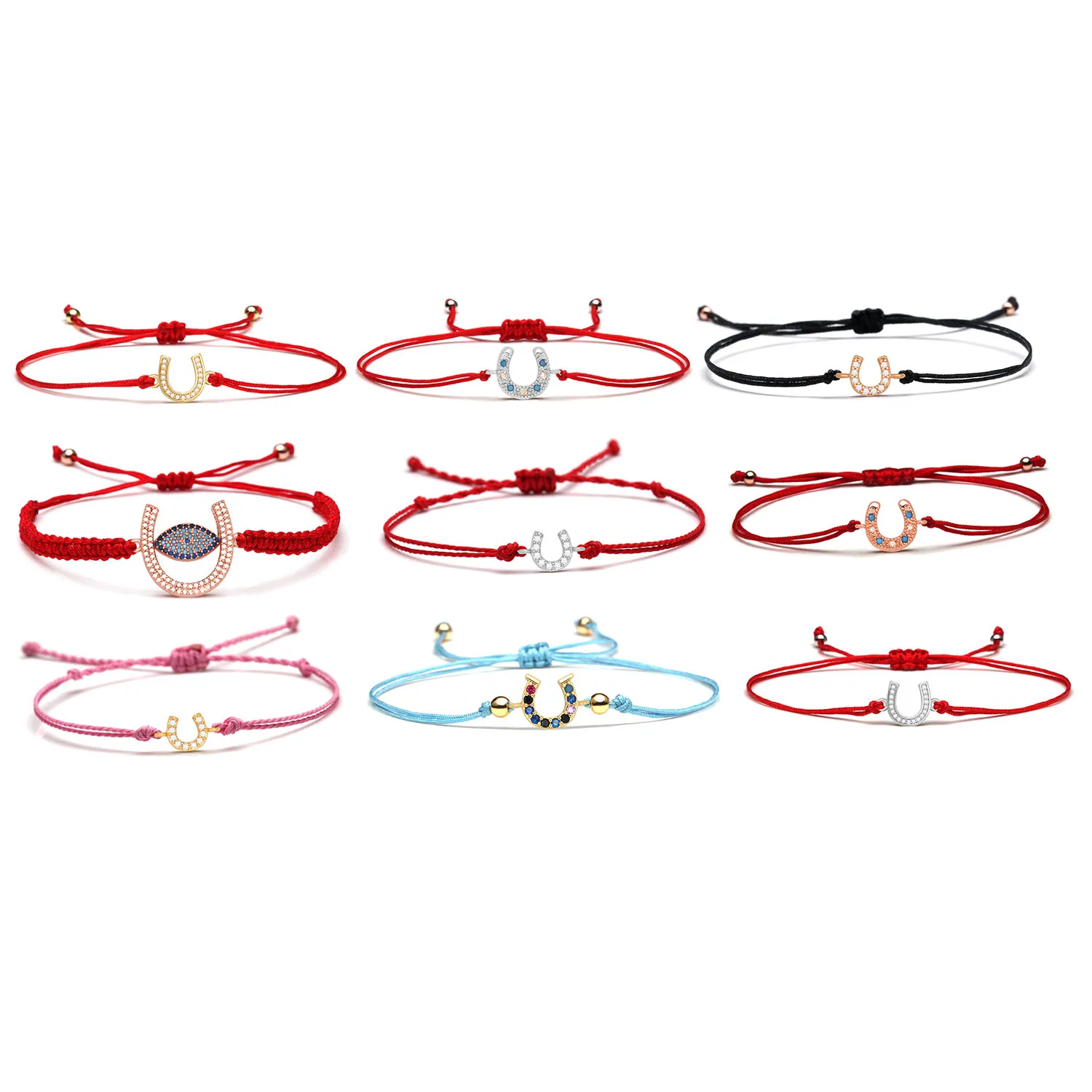 Cubic Zirconia Crystal Tiny Horseshoe Lucky Charm Bracelet Women Men Red Black White Green Waxed String Brass CZ Braided Jewelry
Cubic Zirconia Crystal Tiny Horseshoe Lucky Charm Bracelet Women Men Red Black White Green Waxed String Brass CZ Braided Jewelry
