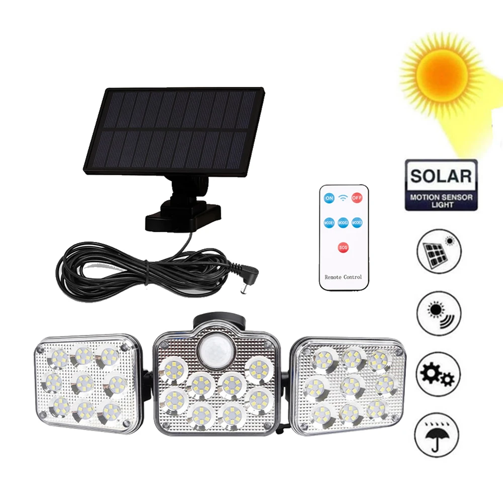 138 led remote seperable Solar Light Outdoor Motion Sensor Solar Powered Garden Lamp 3 Heads Waterproof Wall lamp Garden Street
138 led remote seperable Solar Light Outdoor Motion Sensor Solar Powered Garden Lamp 3 Heads Waterproof Wall lamp Garden Street