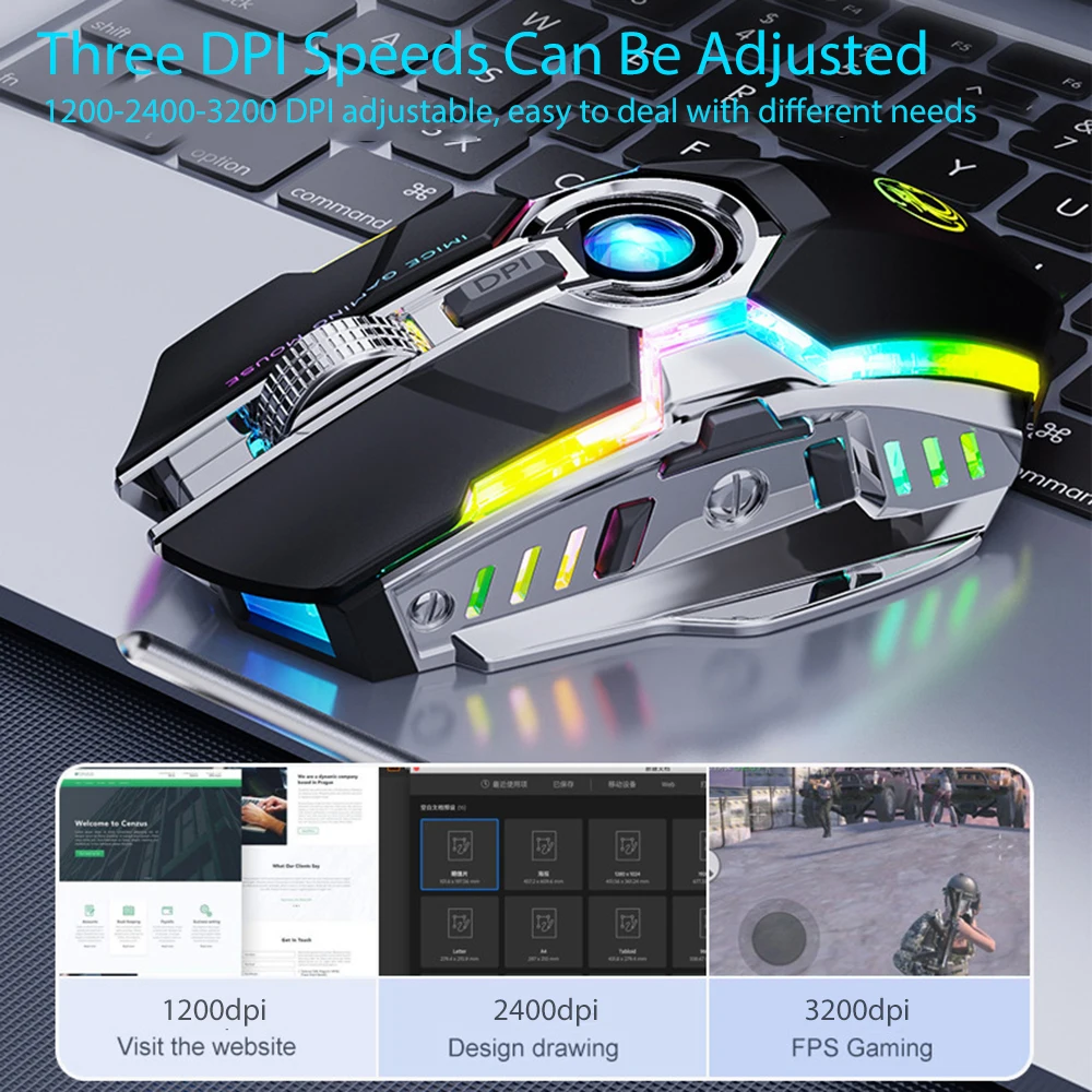 iMice RGB Gaming Mouse Wireless Rechargeable 2.4G Silent LED Backlit 7 Buttons Mice for Laptop PC
iMice RGB Gaming Mouse Wireless Rechargeable 2.4G Silent LED Backlit 7 Buttons Mice for Laptop PC
