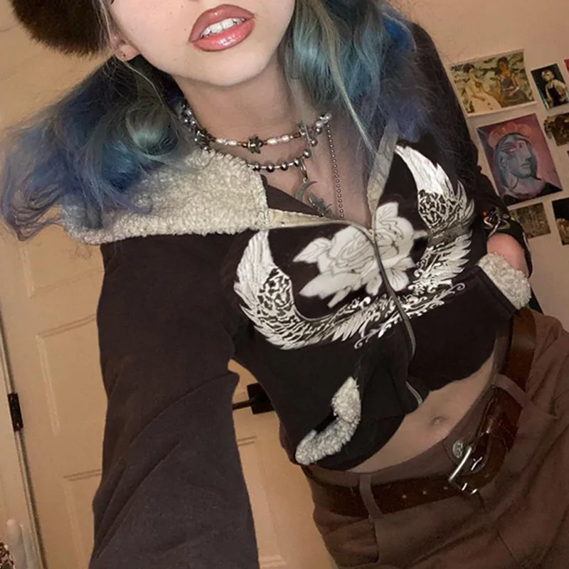 Rapcopter Fur Hooded Jackets y2k Grunge Fairycore Long Sleeve Cropped Coat Warm Kawaii Retro Autumn Winter Women Outerwear 2021
Rapcopter Fur Hooded Jackets y2k Grunge Fairycore Long Sleeve Cropped Coat Warm Kawaii Retro Autumn Winter Women Outerwear 2021