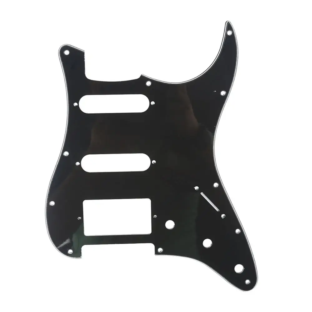 

Musiclily HSS 11 Hole Guitar Strat Pickguard for Fender USA/Mexican Made Standard Stratocaster Modern Style, 3Ply Black