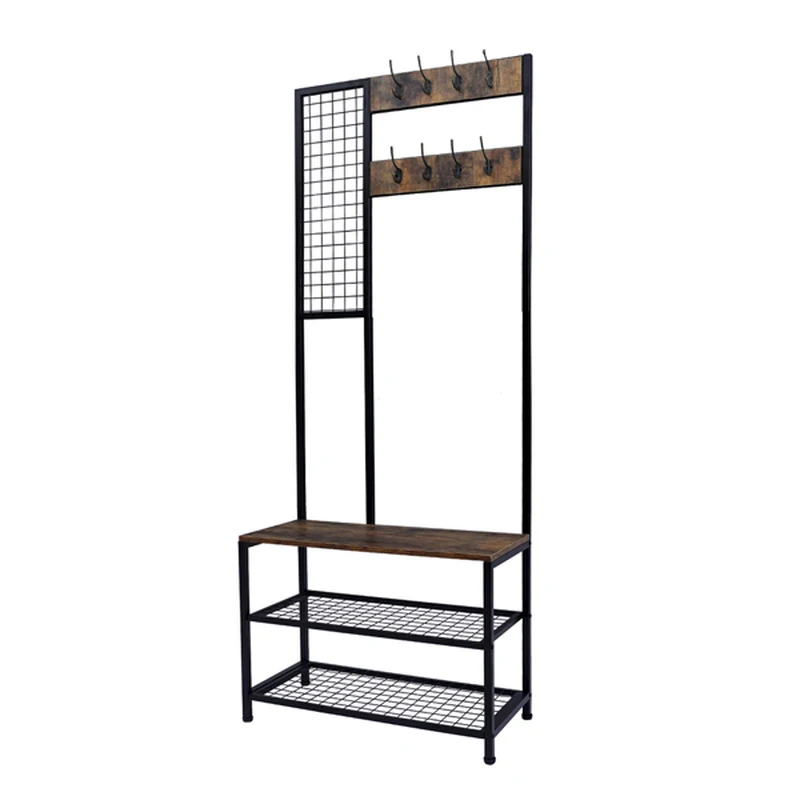 3 in 1 Industrial Coat Rack, Hall Tree Entryway Shoe Bench, Storage Shelf Organizer, Accent Furniture with Metal Frame
3 in 1 Industrial Coat Rack, Hall Tree Entryway Shoe Bench, Storage Shelf Organizer, Accent Furniture with Metal Frame