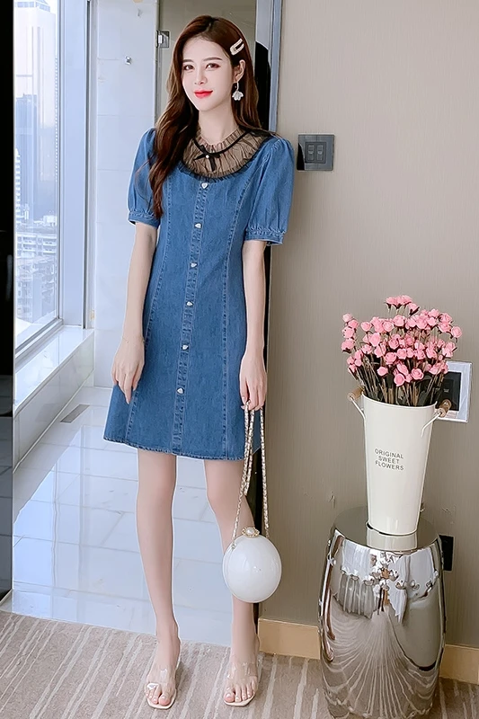 COIGARSAM Women Korean Dress Fashion One Piece Summer 2021 New Vintage Patchwork Lace Blue Dresses Robe Traf
COIGARSAM Women Korean Dress Fashion One Piece Summer 2021 New Vintage Patchwork Lace Blue Dresses Robe Traf