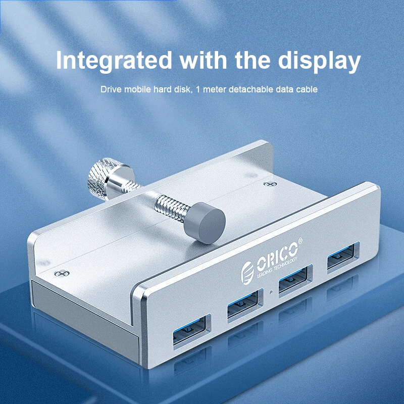 ORICO MH4PU Aluminum 4 Ports USB 3.0 Clip-type HUB For Desktop Laptop Clip Range 10-32mm With 100cm Date Cable gift package
ORICO MH4PU Aluminum 4 Ports USB 3.0 Clip-type HUB For Desktop Laptop Clip Range 10-32mm With 100cm Date Cable gift package