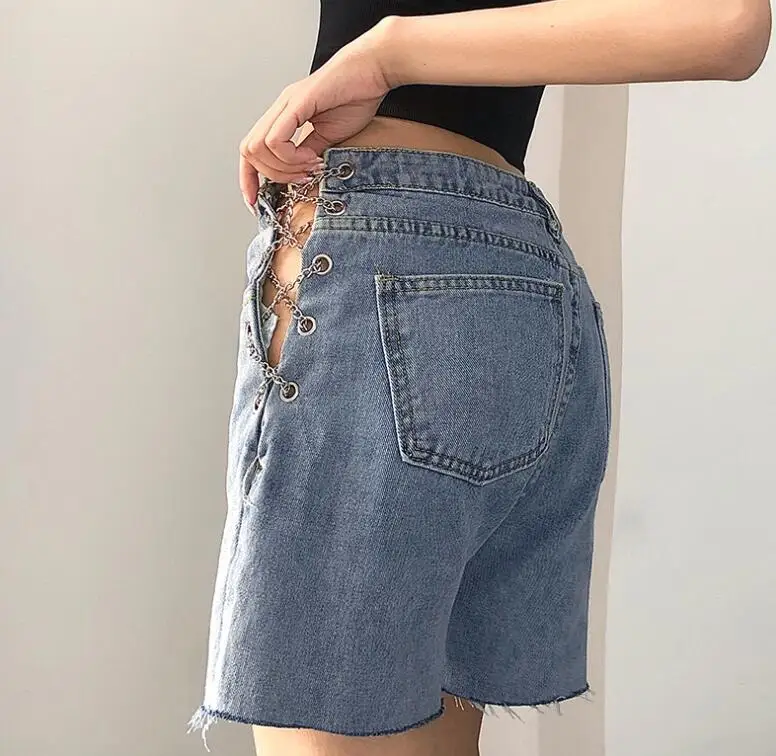 New women's washed jeans sexy side waist split irregular chain straight pants
New women's washed jeans sexy side waist split irregular chain straight pants
