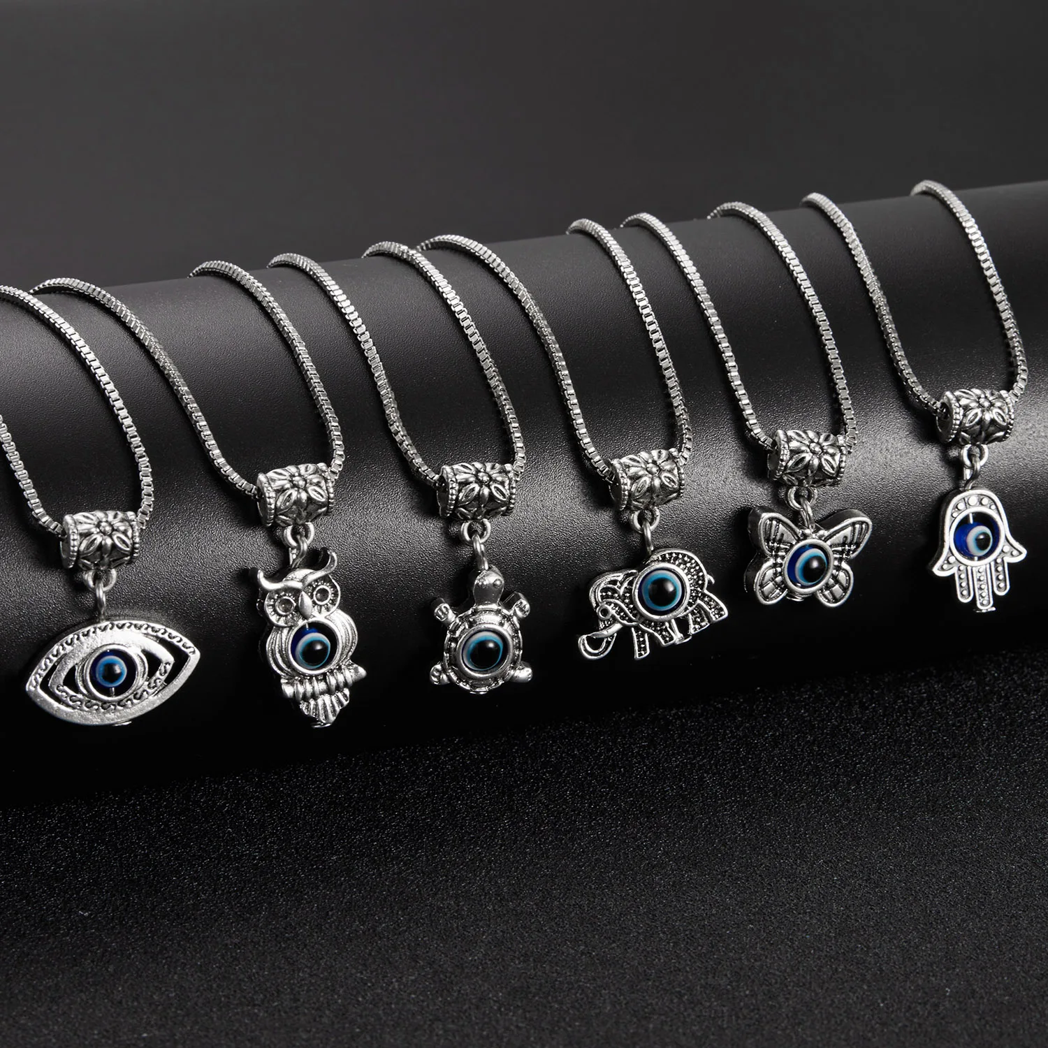 Turkish Evil Eye Women Necklace Box Chain Lucky Jewelry Resin Blue Eye Hand Butterfly Owl Elephant Pendant Choker Clavicle Chain
Turkish Evil Eye Women Necklace Box Chain Lucky Jewelry Resin Blue Eye Hand Butterfly Owl Elephant Pendant Choker Clavicle Chain