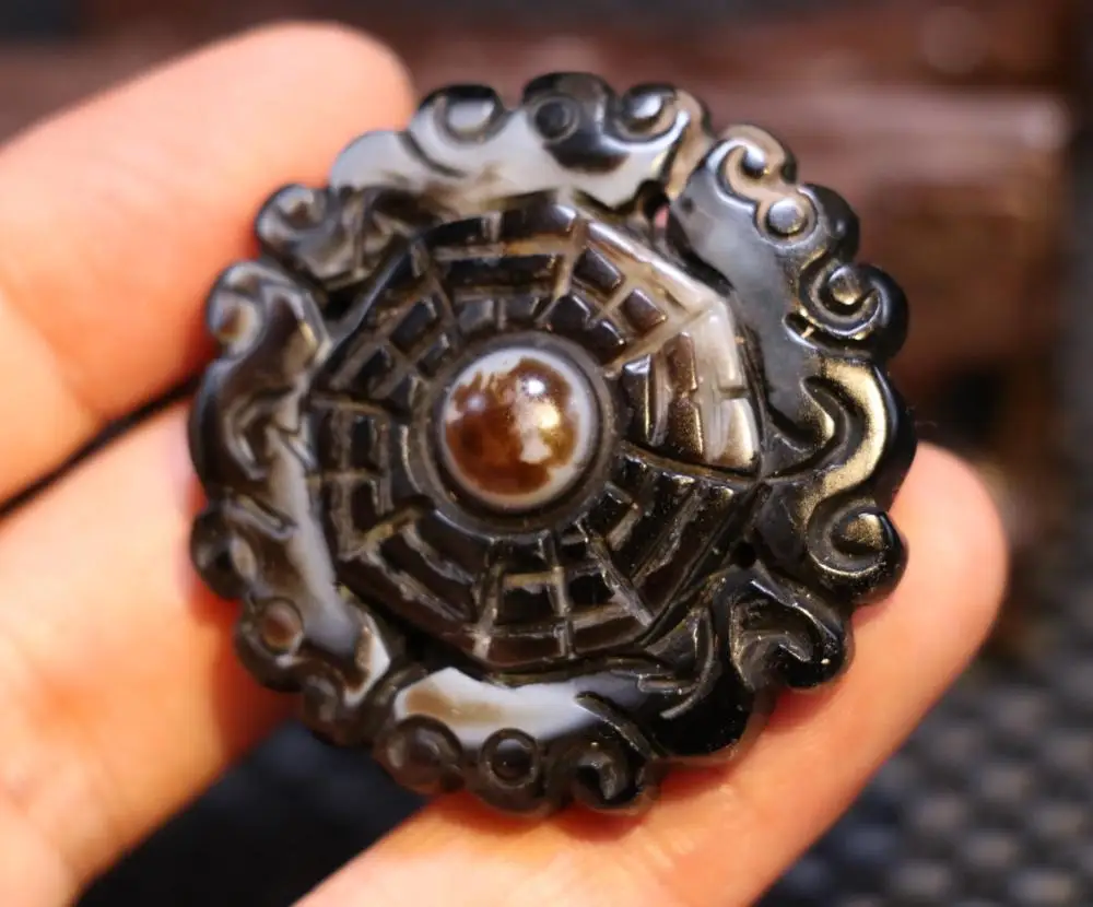 Big Treasure Talisman Energy!!! Mysterious Tibetan Onyx Dragon Bagua Heaven eye Pendant 2 Side Carving Timestown 
Big Treasure Talisman Energy!!! Mysterious Tibetan Onyx Dragon Bagua Heaven eye Pendant 2 Side Carving Timestown
