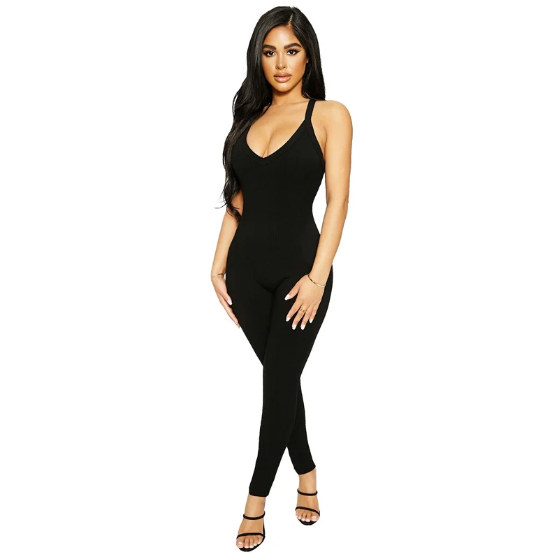 Backless Strappy Jumpsuit Women Ribbed Sleeveless Bodycon Bodysuit Overalls Sexy Stretch Romper Womens Clothes Combinaison Femme
Backless Strappy Jumpsuit Women Ribbed Sleeveless Bodycon Bodysuit Overalls Sexy Stretch Romper Womens Clothes Combinaison Femme