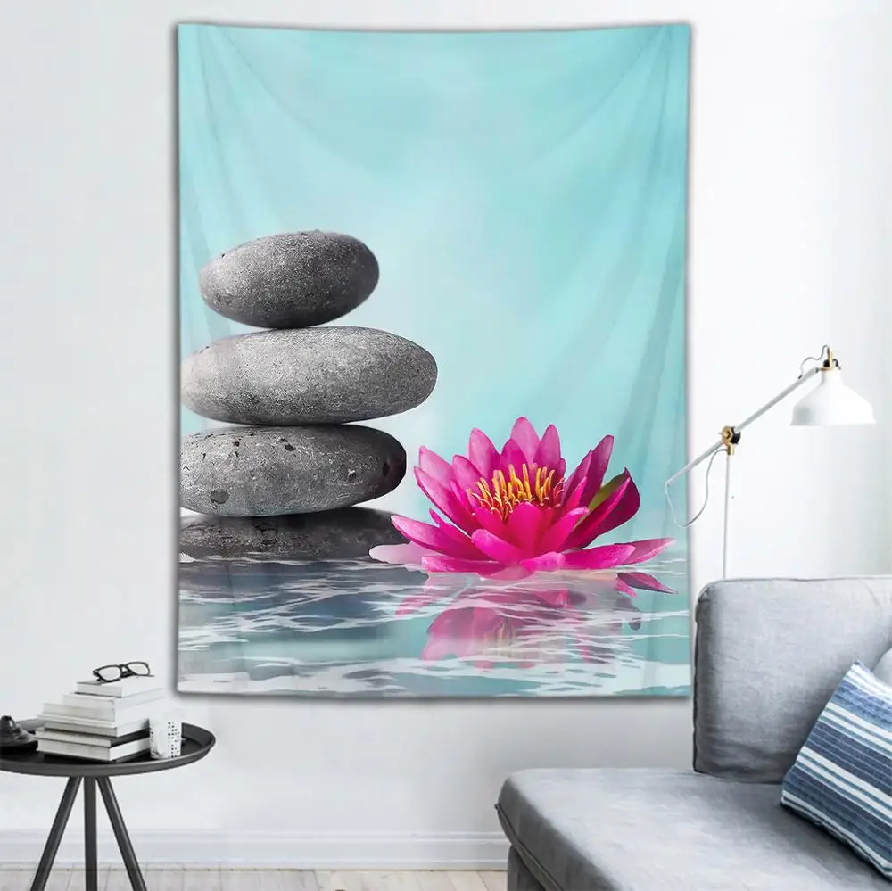 

Tapestry Wall Hanging Spa Zen Stones Tapestry Bedroom Living Room Blanket Yoga Beach Towel Tablecloth Wall Decoration Cloth