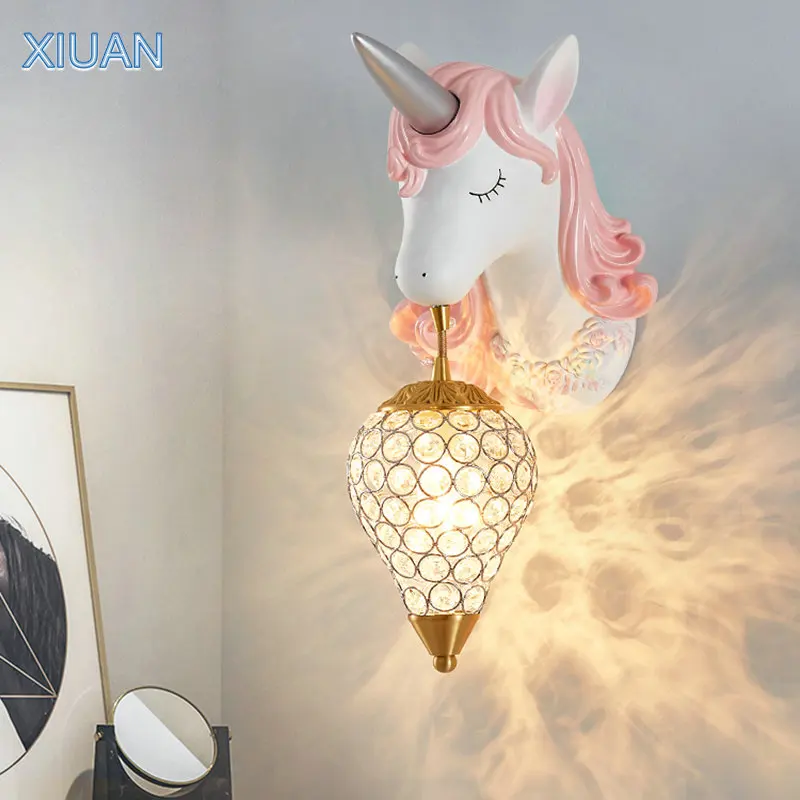 Cartoon Unicorn Wall Lamp Creative Children's Room Bedroom Decoration Light Crystal Lampshade Wall Bracket Lamp Nursery Fixture
Cartoon Unicorn Wall Lamp Creative Children's Room Bedroom Decoration Light Crystal Lampshade Wall Bracket Lamp Nursery Fixture