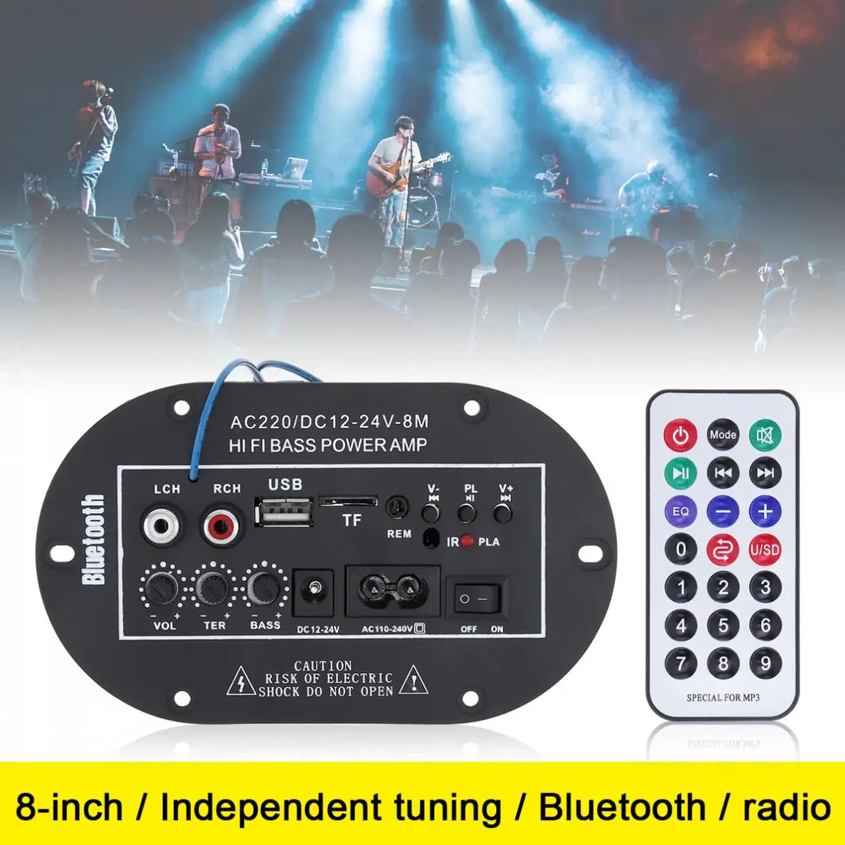 8Inch 25W HI-FI Bluetooth Car Audio Power Amplifier FM Radio Player Support/ SD /USB / DVD / MP3 Input for Car Motorcycle Home
8Inch 25W HI-FI Bluetooth Car Audio Power Amplifier FM Radio Player Support/ SD /USB / DVD / MP3 Input for Car Motorcycle Home