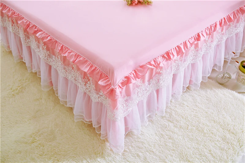 Korean Princess Dream Bed Skirts 100% Cotton lace bedding Double-wide twin full Queen king size 3pcs pink Bed Skirts pillowcase 
Korean Princess Dream Bed Skirts 100% Cotton lace bedding Double-wide twin full Queen king size 3pcs pink Bed Skirts pillowcase