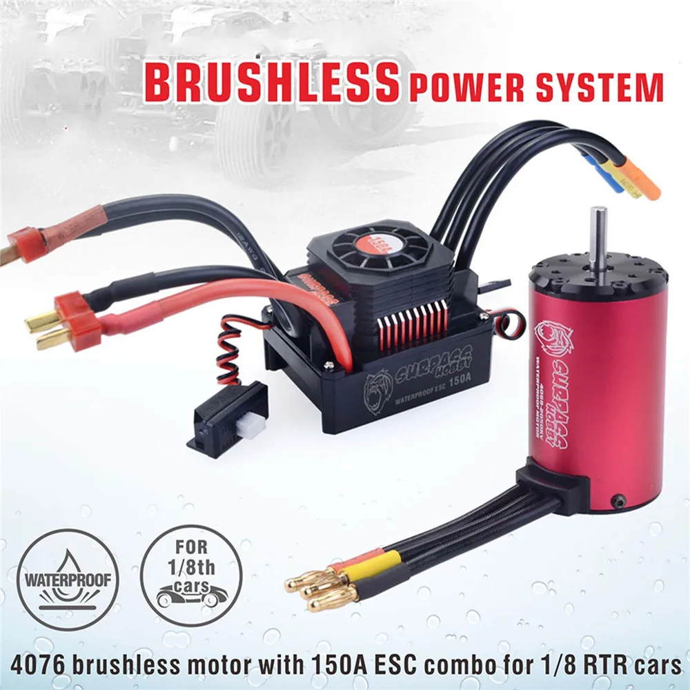 Waterproof 4076 2000KV Brushless Motor 150A ESC Electric Speed Controller for 1:8 RC Car Upgrade Parts
Waterproof 4076 2000KV Brushless Motor 150A ESC Electric Speed Controller for 1:8 RC Car Upgrade Parts