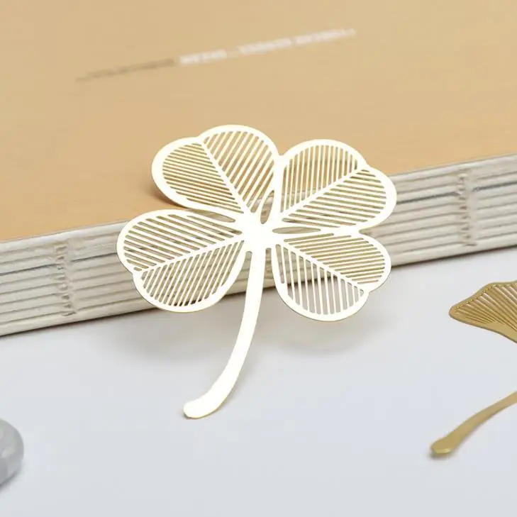 1 Pcs Hollow Gold Leaves Veined Brass Ginkgo Dragonfly Parasol Bodhi Leaf Metal Bookmark Book Marker Stationery Gifts | Канцтовары для