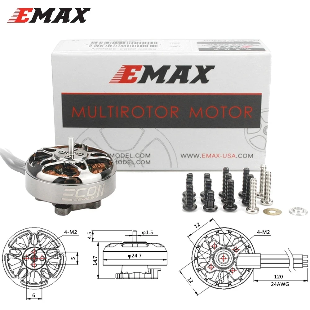 

1x Emax ECOII 2004 1600KV 2000KV 2400KV 3000KV 3-6S RC Lipo 3mm Shaft Brushless Motor For Multirotor FPV Drone Quadcopter