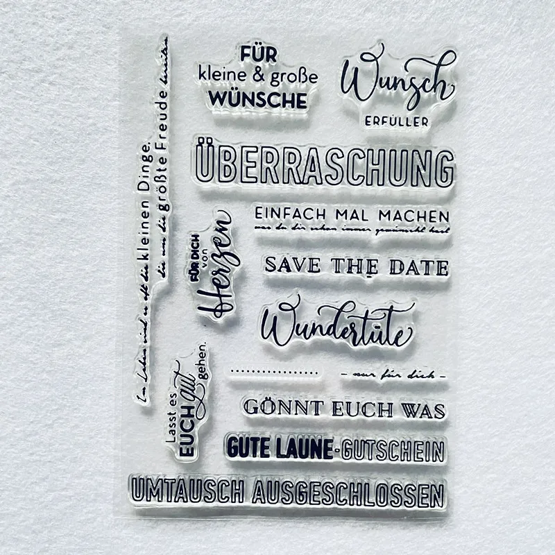 Прозрачный силиконовый штамп с немецким текстом для скрапбукинга 
Прозрачный силиконовый штамп с немецким текстом для скрапбукинга