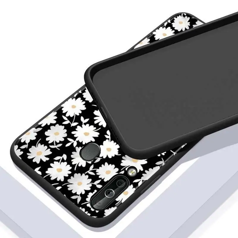 

Daisy flower painting for Huawei P10 P20 Pro P30 P40 Y5 Y6 Y7 Y9 2019 Nova 7i 5T 5i 5 4e 4 3i 3e 3 Bright Black Phone Case