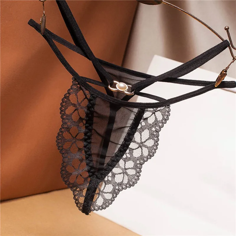 Sexy Temptation Low-waist Women Thong Cross Bandage Lace Pearl Decoration Transparent Mesh Ladies Bundle G-String
Sexy Temptation Low-waist Women Thong Cross Bandage Lace Pearl Decoration Transparent Mesh Ladies Bundle G-String