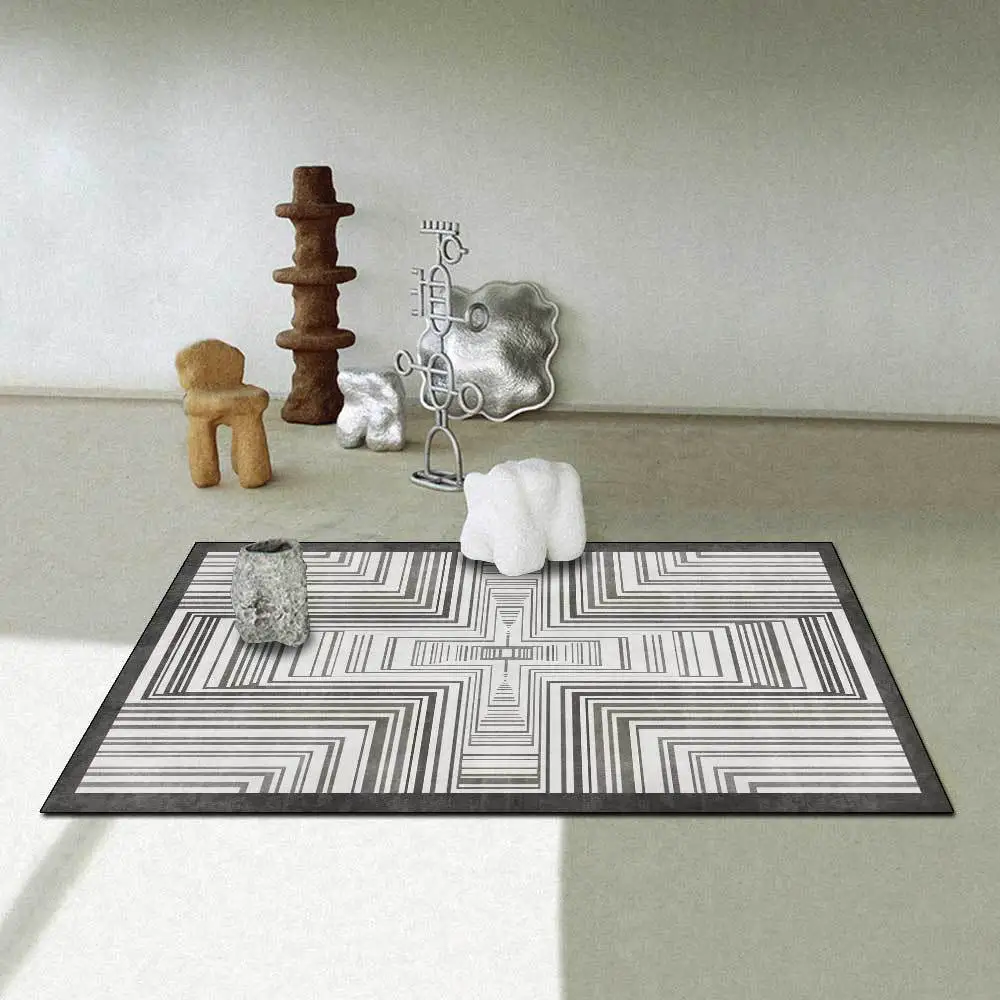 Simple abstract three-dimensional gray and white lines Large living room rug Carpets floor mats on the bed side of the bedroom
Simple abstract three-dimensional gray and white lines Large living room rug Carpets floor mats on the bed side of the bedroom