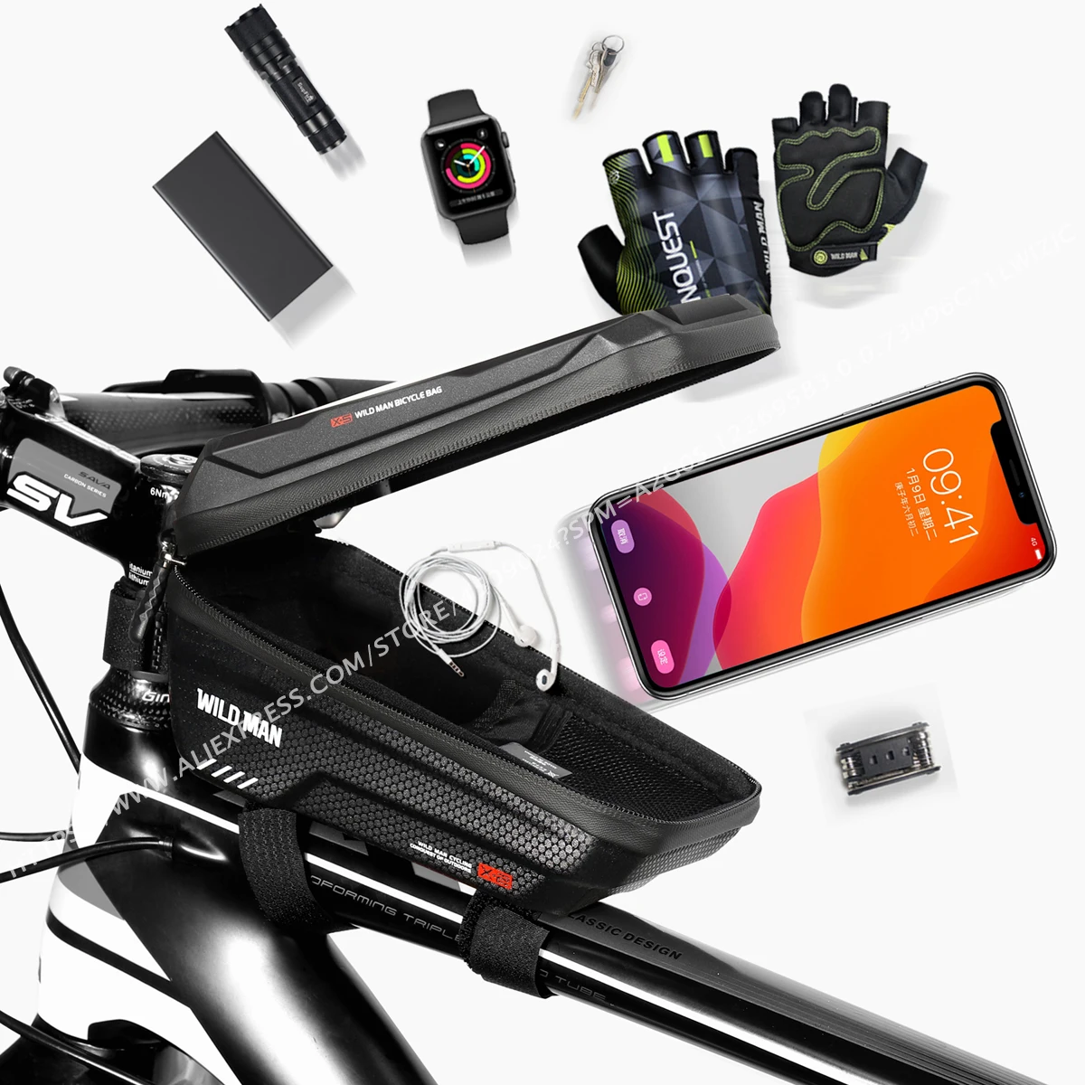 WILD MAN Rainproof Bicycle Bag Bike Frame Bag Touch Screen Phone Case Cycling Bags Bike Bicycle Top Tube Bicycle Bag Accessories
WILD MAN Rainproof Bicycle Bag Bike Frame Bag Touch Screen Phone Case Cycling Bags Bike Bicycle Top Tube Bicycle Bag Accessories