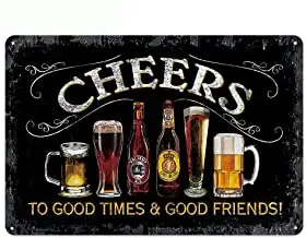 Original Retro Design Cheers Tin Metal Wall Art Poster, Black Thick Tinplate Wall Art Signs for Bar/Man Cave
Original Retro Design Cheers Tin Metal Wall Art Poster, Black Thick Tinplate Wall Art Signs for Bar/Man Cave
