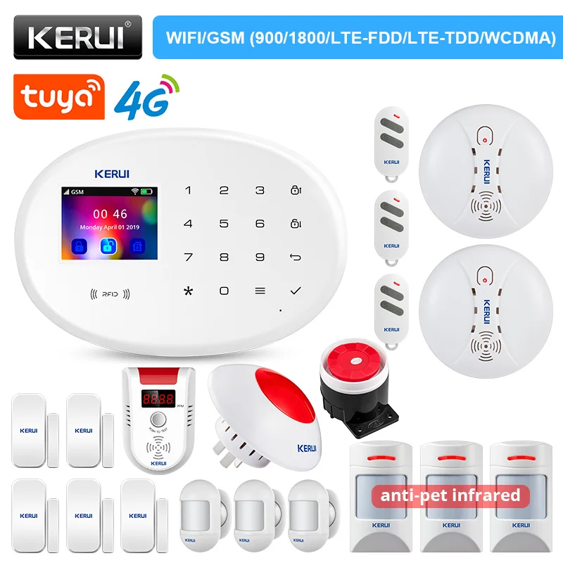 KERUI W20 Alarm System Tuya Smart Home 4G WIFI GSM Alarm Support Alexa Google Home Anti-pet Motion Sensor Door Sensor Siren
KERUI W20 Alarm System Tuya Smart Home 4G WIFI GSM Alarm Support Alexa Google Home Anti-pet Motion Sensor Door Sensor Siren