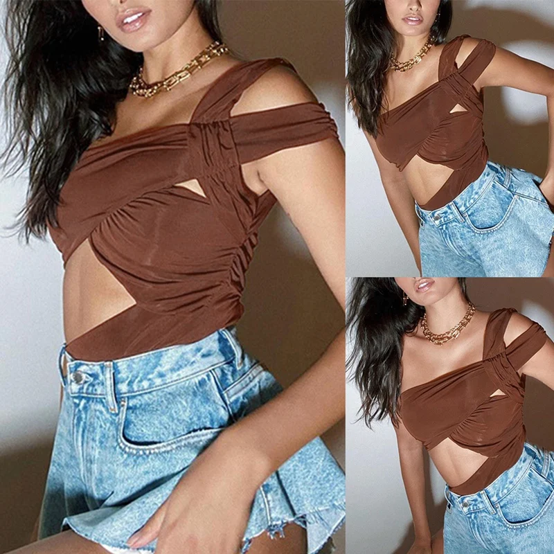 Женское модное пикантное облегающее боди кофейного цвета без рукавов с одной линией шеи и лямкой на шее
Женское модное пикантное облегающее боди кофейного цвета без рукавов с одной линией шеи и лямкой на шее