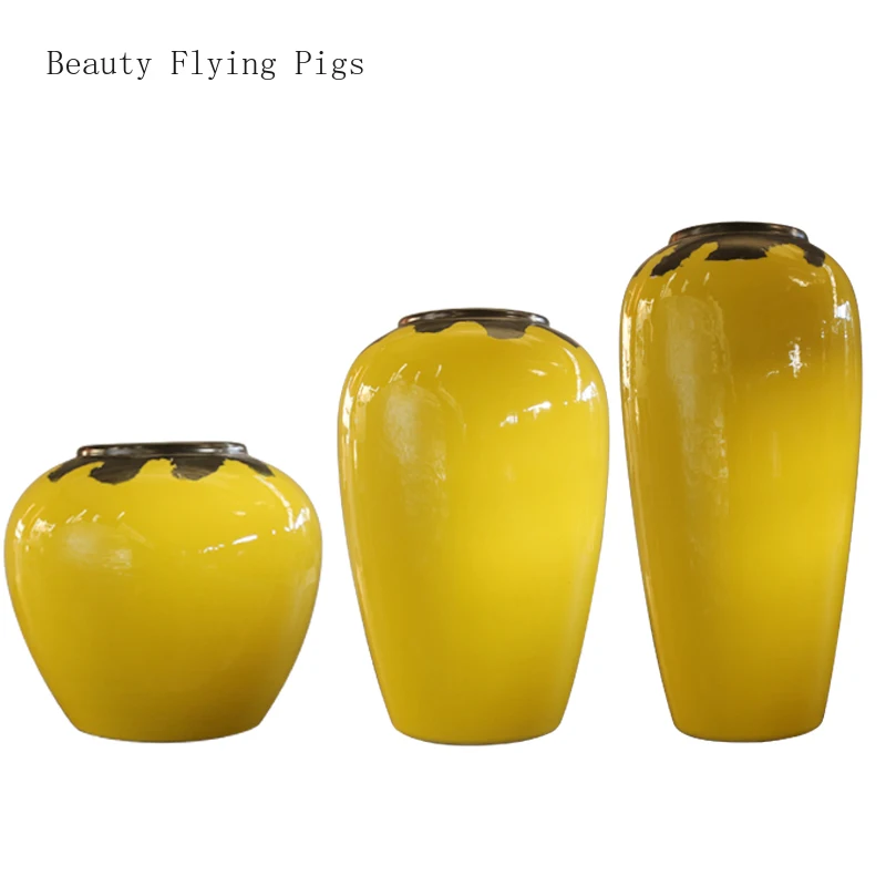 New Chinese creative retro ceramic vase yellow European style home dining table living room TV cabinet wine cabinet artwork
New Chinese creative retro ceramic vase yellow European style home dining table living room TV cabinet wine cabinet artwork