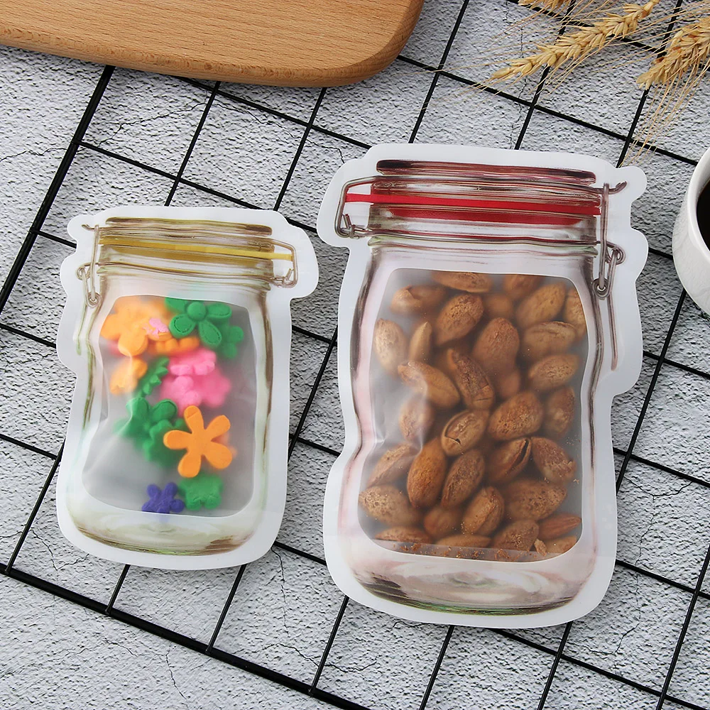 5Pcs/lot Kitchen Travel Food Snack Candy Storage Zipper Bag Portable Mason Jar Shape Food Zipper Sealed Storage Bag
5Pcs/lot Kitchen Travel Food Snack Candy Storage Zipper Bag Portable Mason Jar Shape Food Zipper Sealed Storage Bag