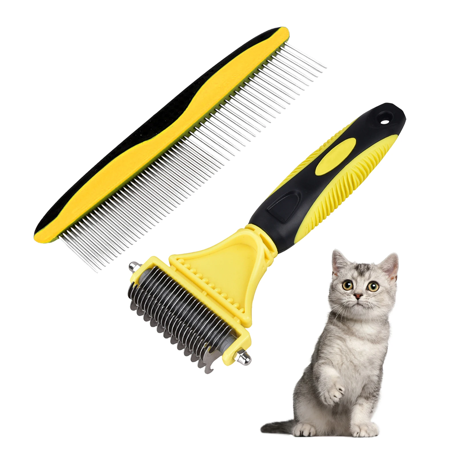 2pcs Pet Comb Stainless Steel Pet Grooming Comb for Dogs and Cats Gently Removes Loose Undercoat, Mats, Tangles and Knots
2pcs Pet Comb Stainless Steel Pet Grooming Comb for Dogs and Cats Gently Removes Loose Undercoat, Mats, Tangles and Knots