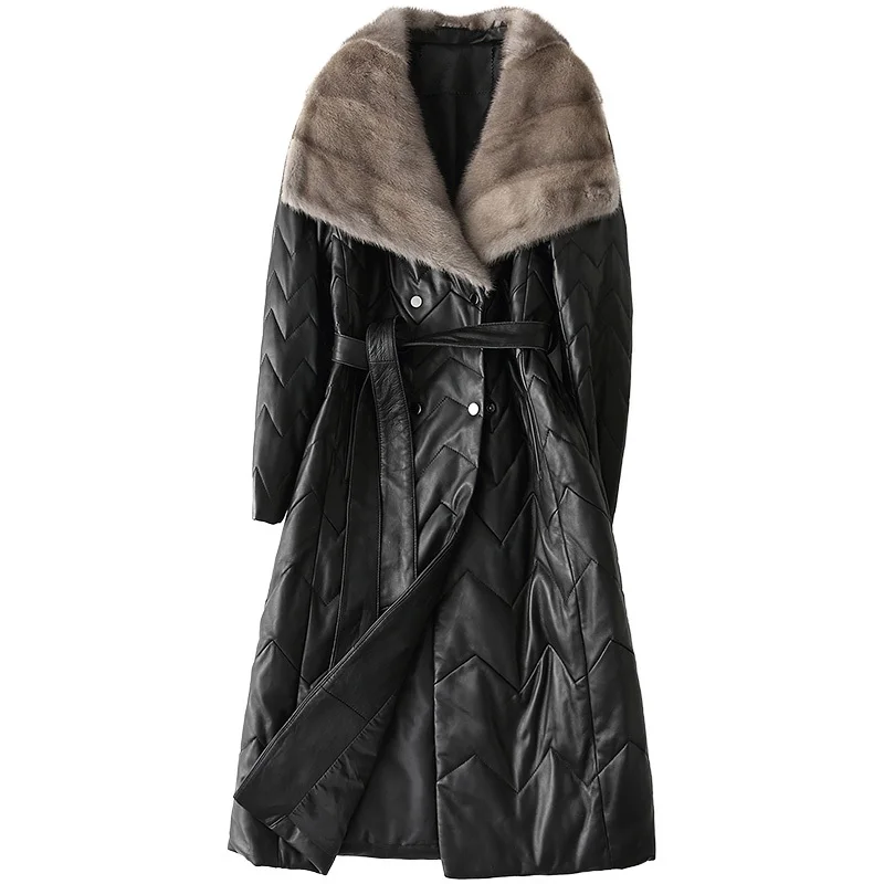 Genuine Leather Mink Fur Collar Long Down Jackets Winter Jacket Women 100% Real Sheepskin Coat Chaqueta Mujer MY
Genuine Leather Mink Fur Collar Long Down Jackets Winter Jacket Women 100% Real Sheepskin Coat Chaqueta Mujer MY