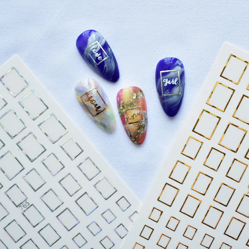 Nail Art Holographic Sticker Lsser Rectangle Colorful Frames 3D Self-Adhesive Nail Polish Sticker Decals For Manicure Wraps
Nail Art Holographic Sticker Lsser Rectangle Colorful Frames 3D Self-Adhesive Nail Polish Sticker Decals For Manicure Wraps