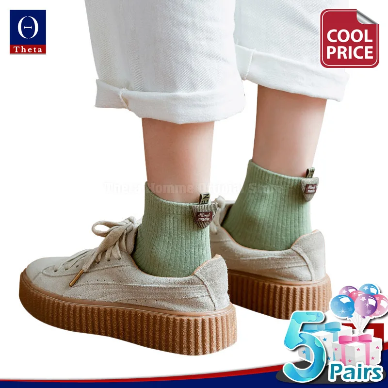 THETA 5 Pairs Set Women's Solid Casual Cute Thin Summer Long Socks Cotton Fashion Japanese Style Preppy Style Kawaii Socks
THETA 5 Pairs Set Women's Solid Casual Cute Thin Summer Long Socks Cotton Fashion Japanese Style Preppy Style Kawaii Socks