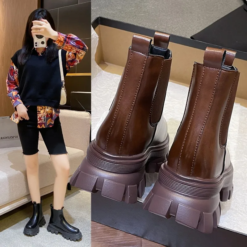 2021 Autumn/winter Cowhide Handsome British Style Feet Flat Heel Ankle Boots Elastic Boots Chimney Boots Martin Boots Single Bo
2021 Autumn/winter Cowhide Handsome British Style Feet Flat Heel Ankle Boots Elastic Boots Chimney Boots Martin Boots Single Bo