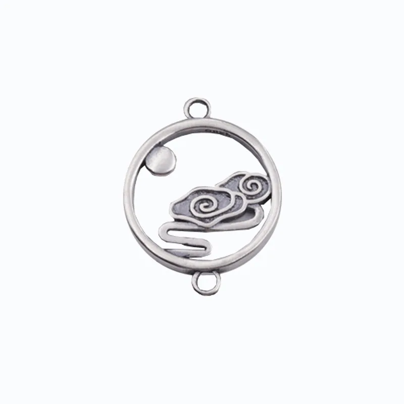 925 Sterling Silver Fancy Craftwork Double Hole Lucky Cloud Round Charms Manual Silver Connector Pendants DIY Jewelry Findings 
925 Sterling Silver Fancy Craftwork Double Hole Lucky Cloud Round Charms Manual Silver Connector Pendants DIY Jewelry Findings