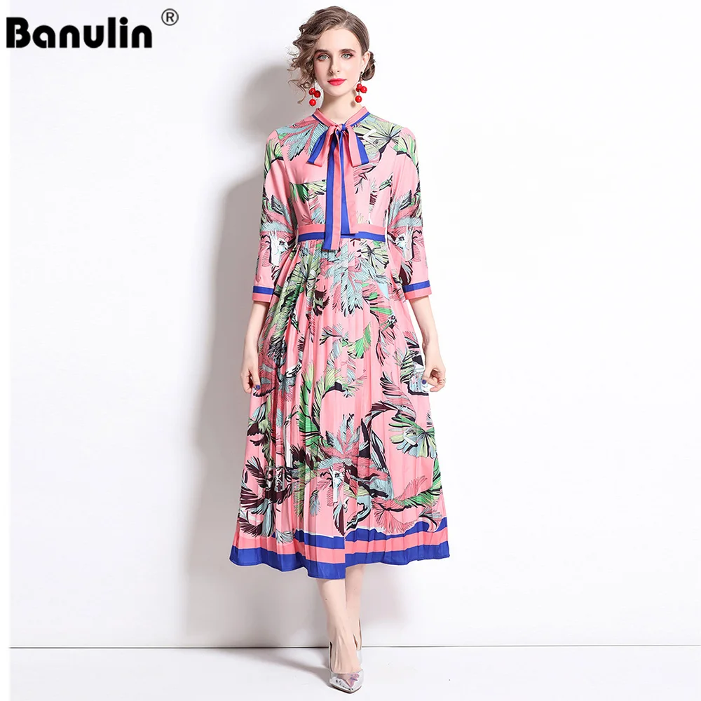 Banulin Runway Designer Pleated Maxi Dresses 2021 Women Long Sleeve Floral Print Bow Neck Vintage Floor Length Long Party Dress
Banulin Runway Designer Pleated Maxi Dresses 2021 Women Long Sleeve Floral Print Bow Neck Vintage Floor Length Long Party Dress