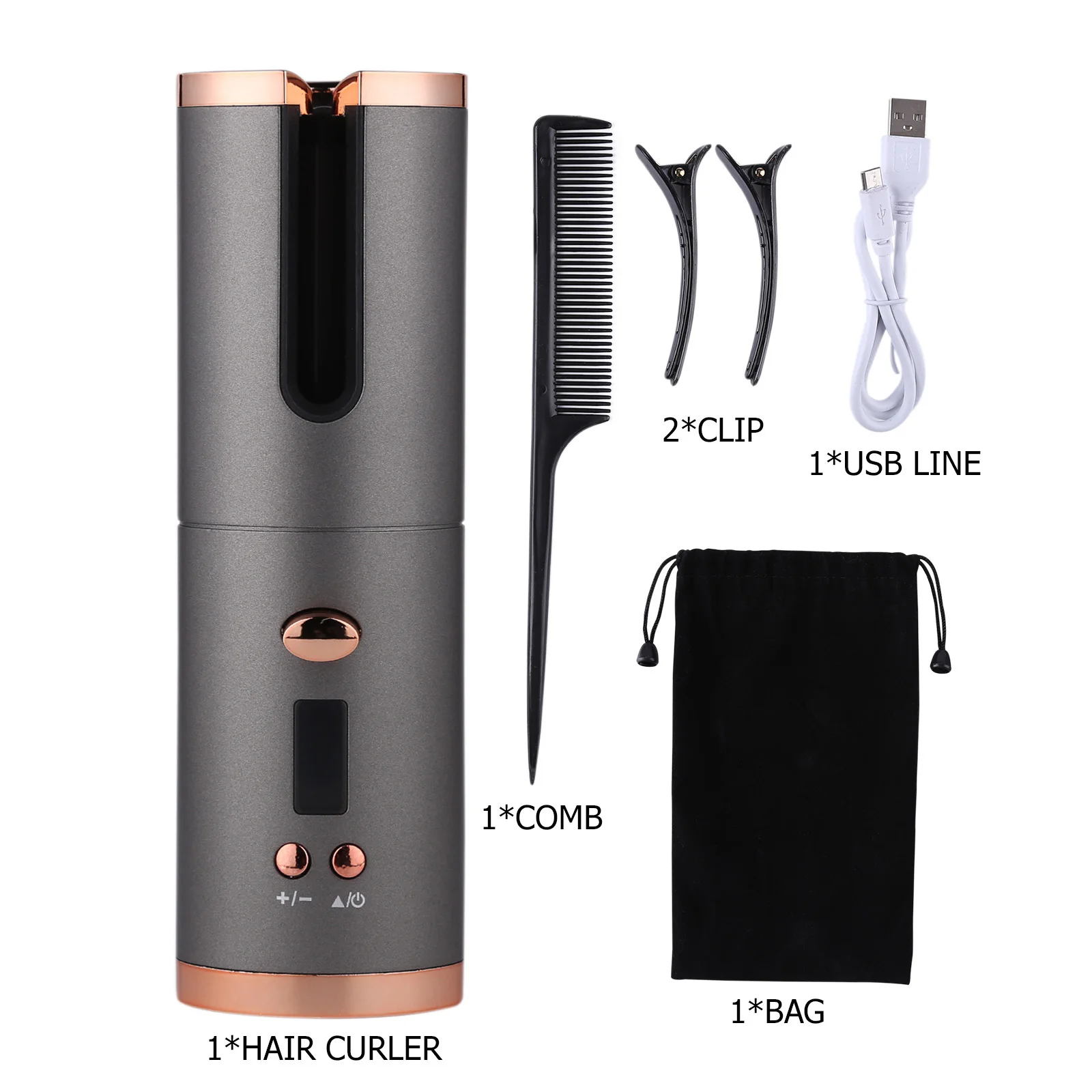 Portable Wireless Automatic Curling Iron Hair Curler USB Rechargeable for LCD Display Curly Machine with 1 Comb+2pc Clips
Portable Wireless Automatic Curling Iron Hair Curler USB Rechargeable for LCD Display Curly Machine with 1 Comb+2pc Clips