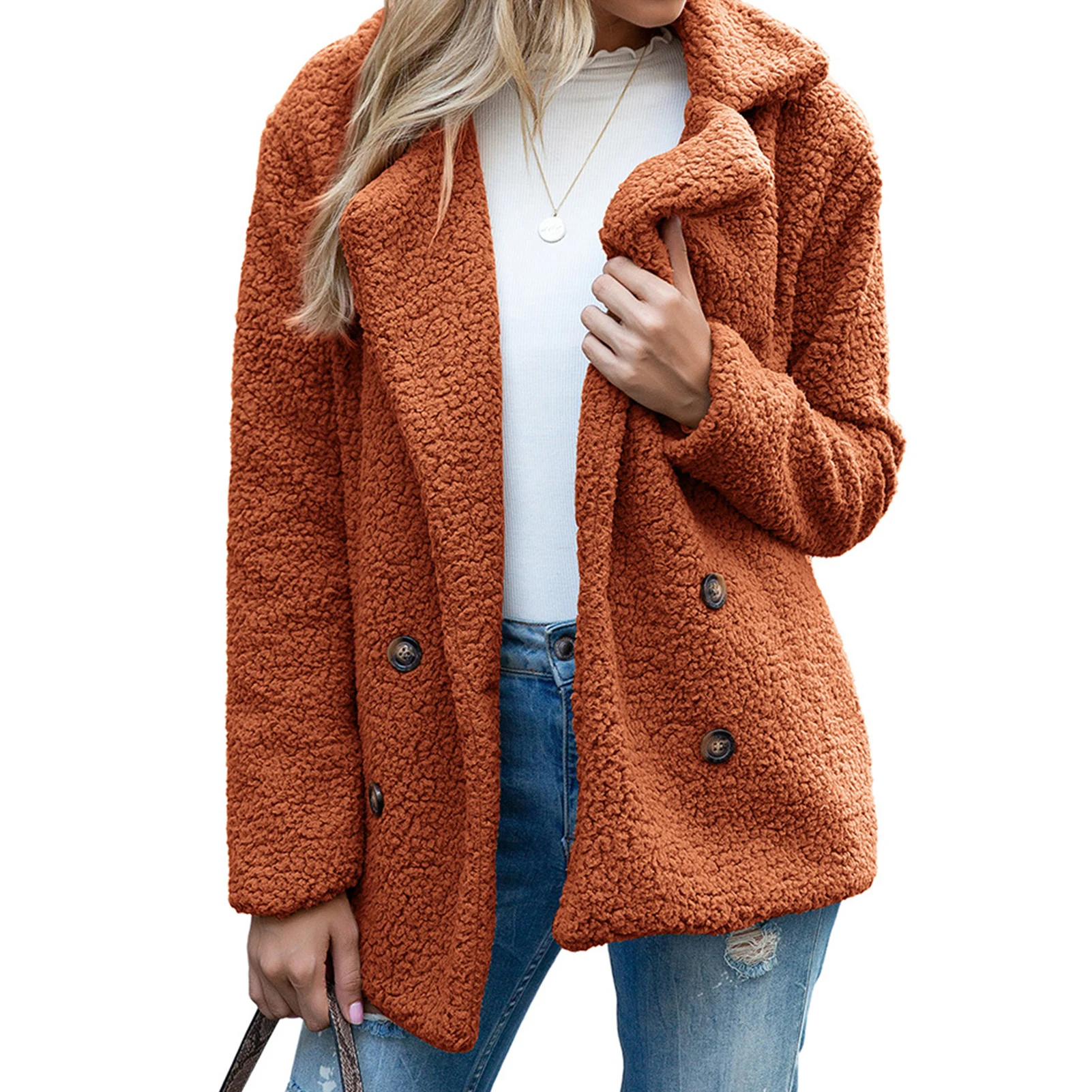 Plus Size Casual Elegant Women Trench Coat Women Winter Faux Fleece Long Sleeve Buttons Lapel Coat Open Front Warm Jacket
Plus Size Casual Elegant Women Trench Coat Women Winter Faux Fleece Long Sleeve Buttons Lapel Coat Open Front Warm Jacket