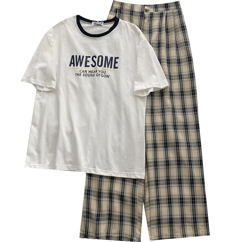 Yeeloca Temperament Fashion Pants Suit 2021 Summer New Personalized Letter Printed T-shirt + Plaid High Waist Casual Pants
Yeeloca Temperament Fashion Pants Suit 2021 Summer New Personalized Letter Printed T-shirt + Plaid High Waist Casual Pants