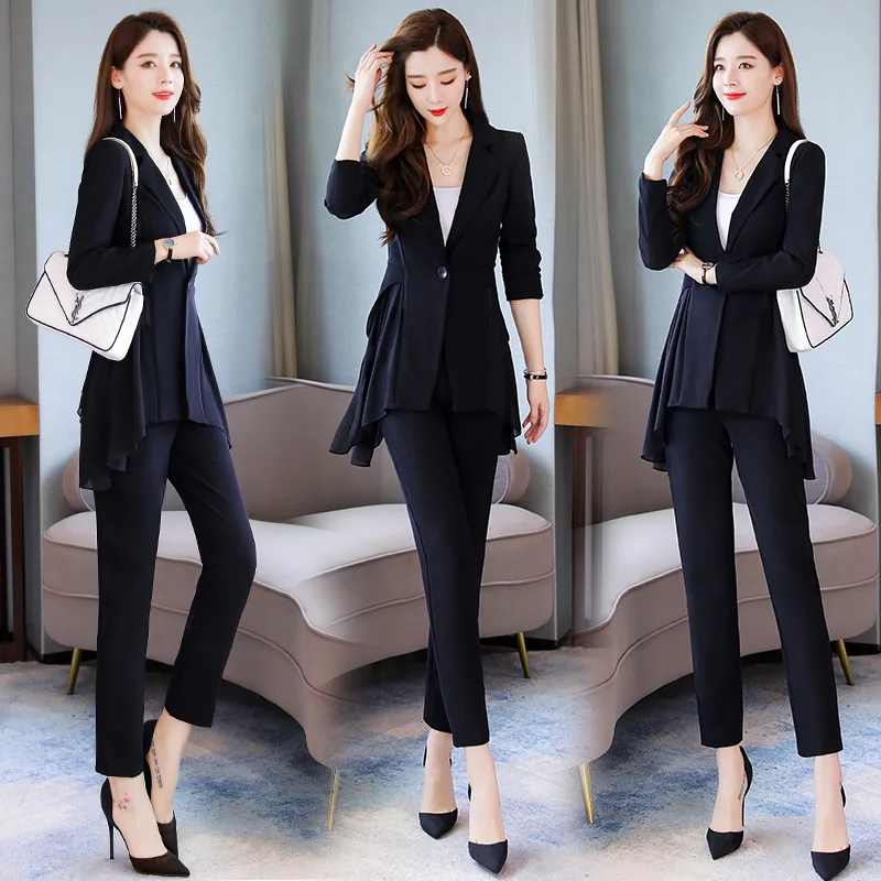 Work Pant Suits OL 2 Piece Set for Women Business interview suit set uniform irregular Blazer and Pencil Pant Office Lady suit
Work Pant Suits OL 2 Piece Set for Women Business interview suit set uniform irregular Blazer and Pencil Pant Office Lady suit